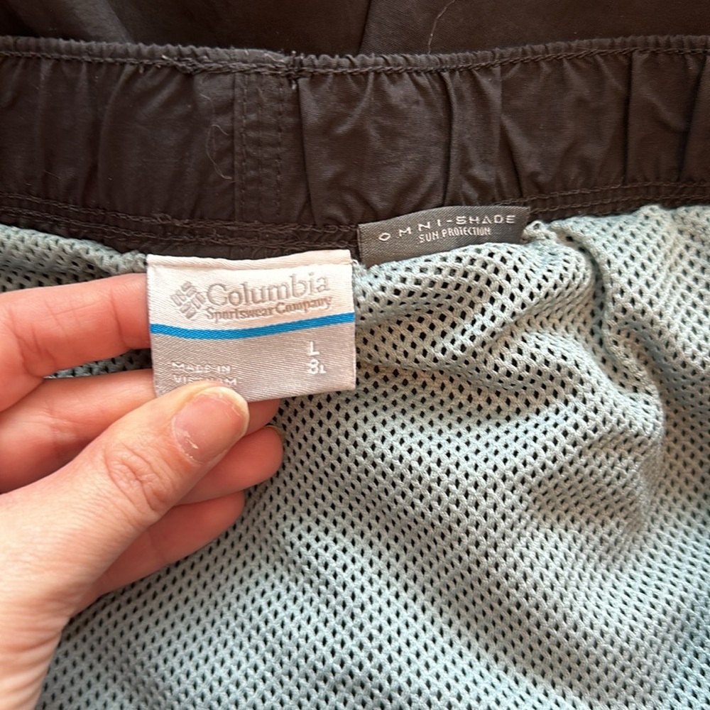 Columbia Black Summer Omni-shade SPF sun protection athletic mesh shorts Size L - Picture 3 of 4
